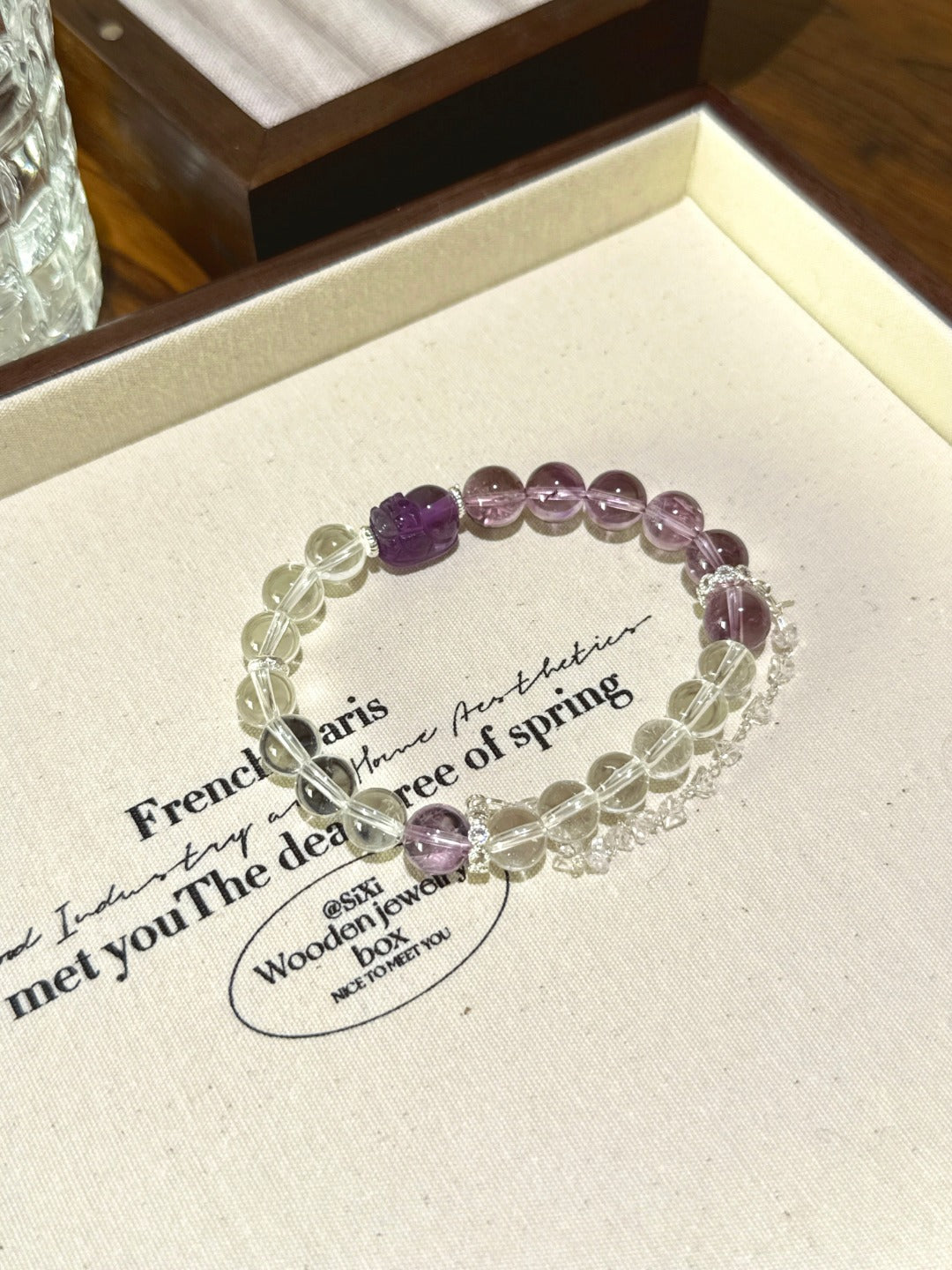 ▫️▪️ Amethyst white crystal Pixiu bracelet